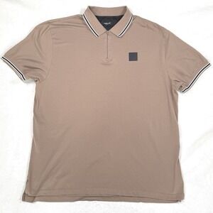 Kenneth Cole Polo Shirt Men's 4X Brown Quarter Zip Stretch Short Sleeve